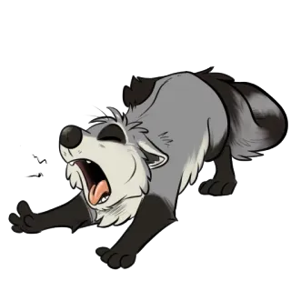 😪 f21b394b Tier, Cartoon, schläfrig, gähnen, Wolf, strecken telegram sticker