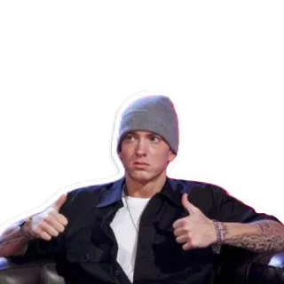 👍 64d06e7c Eminem рэпер, музыка, большой палец вверх, портрет telegram sticker