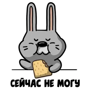 🥸 2499c4b3 СЕЙЧАС НЕ МОГУ konijn, eten, koekje, cartoon, grappig, leuk telegram sticker