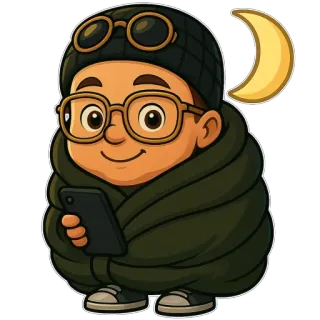 🌙 dbc850b8 autocollant, dessin animé, personnage, lune, nuit, cosy, chaud telegram sticker
