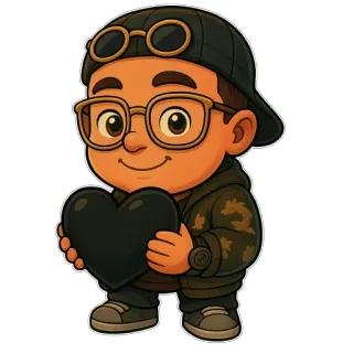 🖤 f193468b dessin animé, enfant, coeur, lunettes, autocollant, garçon, illustration telegram sticker