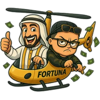 🚁 f64fdce2 FORTUNA hélicoptère, argent, dessin animé, succès, richesse telegram sticker