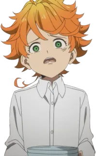 😨 777e9c21 Emma The Promised Neverland Anime, Emma, The Promised Neverland, takut, khawatir telegram sticker
