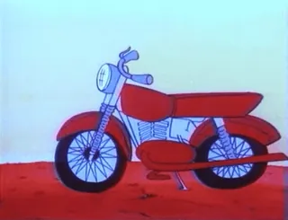 🏍 25033eb6 摩托车, 车辆, 卡通, 交通, 红色摩托车 telegram sticker