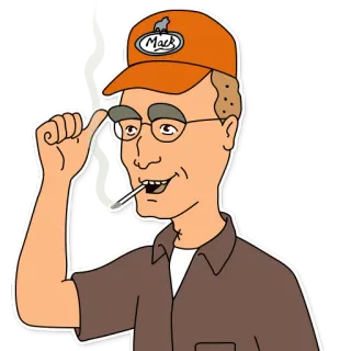 😃 491e51de Dale Gribble King of the Hill 漫画, キャラクター, メガネ, タバコ, トラッカーハット telegram sticker