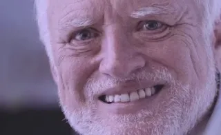 😂 7b905d0e Hide the Pain Harold meme, internet, divertente, faccia, uomo, Harold telegram sticker