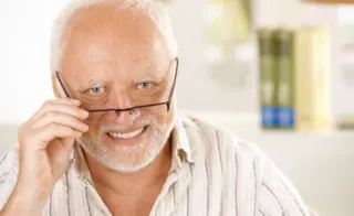 😎 b330ab00 Hide the Pain Harold Harold, Nascondere il dolore, Meme, Foto stock, Sorridendo, Occhiali, Uomo telegram sticker