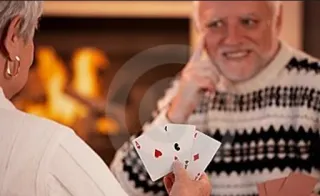 ♦ f191552a carte da gioco, gioco, persone, gioco di carte, camino, vecchio, casa telegram sticker