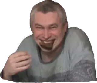 😏 5e691178 남자, 먹는, 초콜릿, 웃는, 웃긴, 행복한, 음식 whatsapp sticker