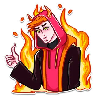 👍 80612c37 恶魔, 火, 魔鬼, 动漫, 卡通, 连帽衫, 怪物, 点赞 telegram sticker