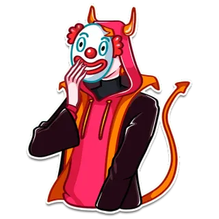 🤡 bbc5d8dc 小丑, 恶魔, 万圣节, 卡通, 恶鬼, 面具, 连帽衫 telegram sticker