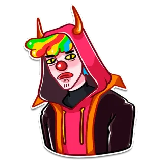 🤡 cb5d8a34 卡通, 恶魔, 小丑, 帽衫, 贴纸, 角色 telegram sticker
