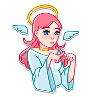 ☺️ f0e211eb 天使, 光环, 翅膀, 可爱, 女孩, 贴纸 telegram sticker