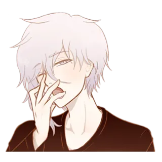 💤 5ee842df 애니메이션, 만화, 소년, 캐릭터, 흰 머리, 졸린 telegram sticker