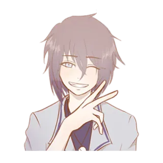 ✌️ d16bfecb 애니메이션 스타일, 만화, 윙크, 평화 기호, 캐릭터 telegram sticker