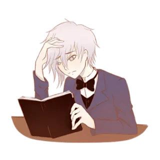 🧐 e7974fb1 애니메이션 스타일, 공부, 캐릭터 스티커, 독서, 지적, 남성 telegram sticker
