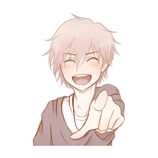 😂 e8d6053b 애니메이션, 만화, 소년, 명랑한, 웃는, 가리키는, 만화 telegram sticker