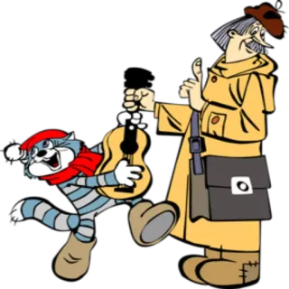 🎸 215b7e38 卡通, 猫, 老人, 吉他, 旅行, 友谊 telegram sticker