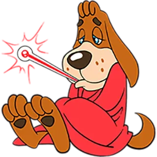 😂 5e206599 chien, malade, thermomètre, dessin animé, maladie, animal de compagnie, animal telegram sticker