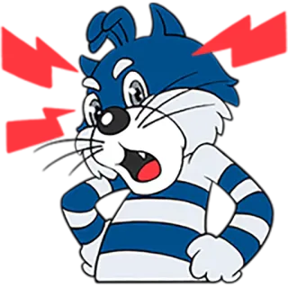 😂 5f407dee chat, dessin animé, animal, bleu, blanc telegram sticker