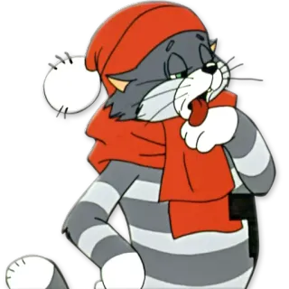 🙌 1c2b5656 cat, cartoon, scarf, hat, winter telegram sticker
