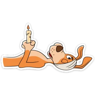 🕯 73c3685f หมา, เทียน, การ์ตูน, สัตว์, ง่วง, หน้ากาก, นอน telegram sticker