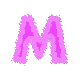 😻 86faa3a8 Letter M, Alfabet, Roze, Vezelig, Geïsoleerd, Personage telegram sticker