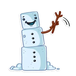 ✋ 033858ea Schneemann, Winter, Schnee, Cartoon, Niedlich, Strichmännchen, Quadratisch, Fröhlich telegram sticker