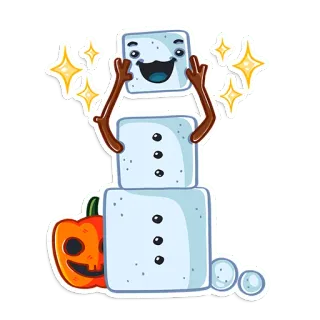 🤪 088423a6 Schneemann, Kürbis, Halloween, Herbst, Winter, Gebäude, Niedlich, Cartoon telegram sticker