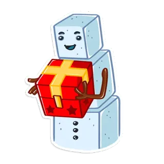 🎁 aa03746c Schneemann, Geschenk, Weihnachten, Winter, Feiertag, Festlich, Cartoon telegram sticker