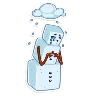 😢 c077ba30 Schneemann, traurig, weinend, Winter, Wolke, Schnee, Wetter, Melancholie telegram sticker