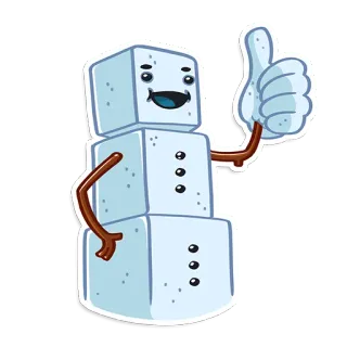 👍 f5ac8dfe Schneemann, Winter, Eis, Quadrat, Fröhlich, Cartoon, Daumen hoch telegram sticker