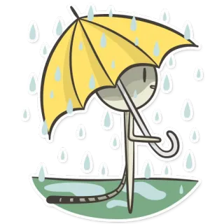 ☔ 4a0e3700 pioggia, ombrello, omino stilizzato, meteo, cartone animato whatsapp sticker