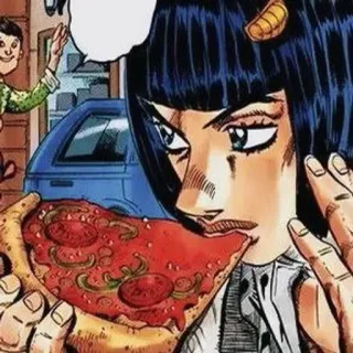 😋 24508442 อนิเมะ, การ์ตูน, กิน, พิซซ่า, อาหาร telegram sticker