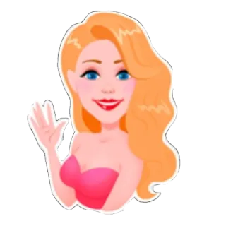 🏳️‍🌈 73acd1e5 donna, ragazza, cartone animato, onda, ciao, bellezza, bionda telegram sticker