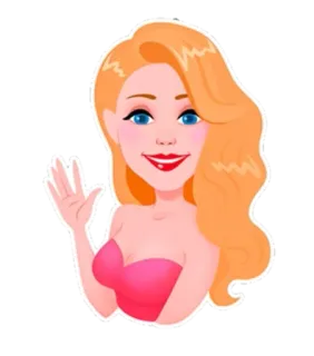 🌟 6821f1fe vrouw, cartoon, portret, zwaaiend, illustratie whatsapp sticker