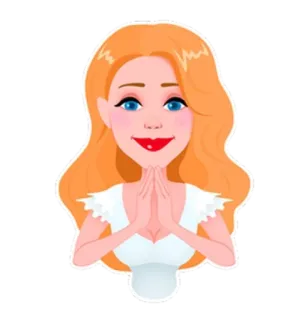 🌟 ae3e0ee5 vrouw, meisje, roodharige, cartoon, animatie, lachend, groet whatsapp sticker