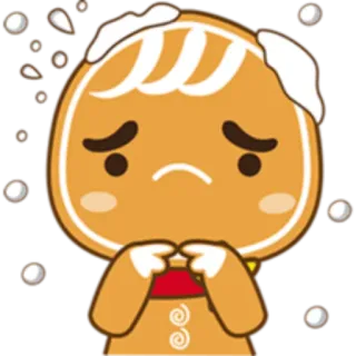 😔 a18bbf49 姜饼, 难过, 冬天, 饼干, 卡通, 甜, 表情符号 telegram sticker