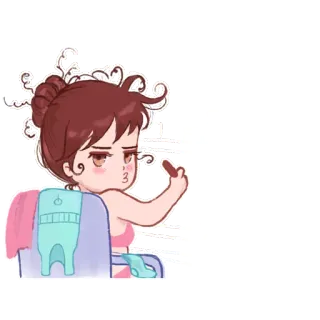 ☺️ 155ad495 nhãn dán, hoạt hình, cô gái, cử chỉ thô lỗ, ngón tay giữa telegram sticker