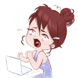 😱 91b684a4 hoạt hình, máy tính, căng thẳng, bực bội, thất vọng, cô gái telegram sticker