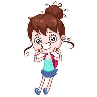 😀 b8d3b293 hoạt hình, cô gái, nhân vật, ba lô, dễ thương, hoạt họa telegram sticker