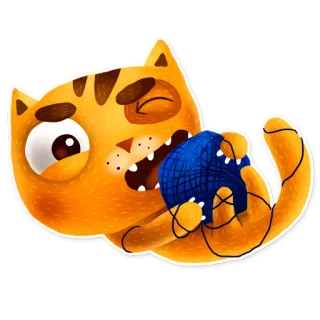 😈 670cf0e5 고양이, 털실, 털실 뭉치, 새끼 고양이, 장난기 있는, 만화 고양이 telegram sticker