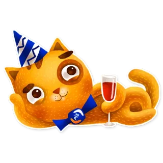 🎉 a8c45200 고양이, 파티, 축하, 와인, 귀여운, 동물 telegram sticker