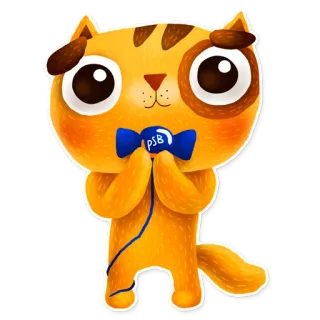🙏 cc74d3fa PSB 고양이, 동물, 귀여운, 주황색, 나비넥타이, 만화 telegram sticker