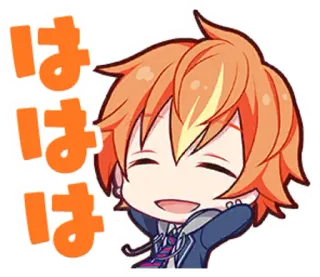 🙂 b74b8e5e ははは 치비, 주황색 머리, 행복한, 웃는, 애니메이션 whatsapp sticker