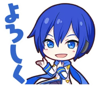 😃 fdd2c99f Kaito よろしく 보컬로이드, 애니메이션, 귀여운, 인사 whatsapp sticker