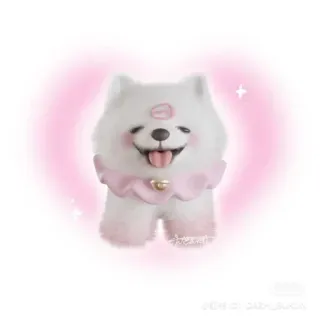 😭 6f19b646 perro, lindo, animal, mascota, esponjoso, blanco, rosa telegram sticker