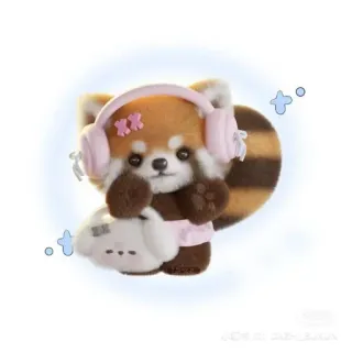 😥 ffd36235 panda rojo, lindo, kawaii, animal, auriculares, rosa, dibujos animados telegram sticker