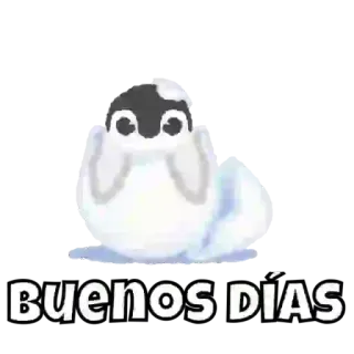 😶 62d8deb7 Buenos DÍAS pingouin, matin, bonjour, mignon whatsapp sticker