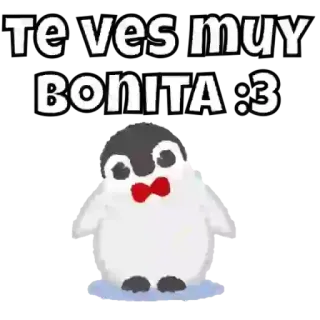 😶 cc8c04fc Te ves muy BONITA :3 pingouin, mignon, compliment, animal, joli, doux whatsapp sticker